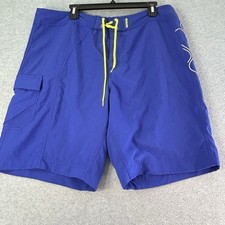 Columbia Swim Trunks Mens 38 Omni Shield Board Shorts Hook and Loop Pocket Blue