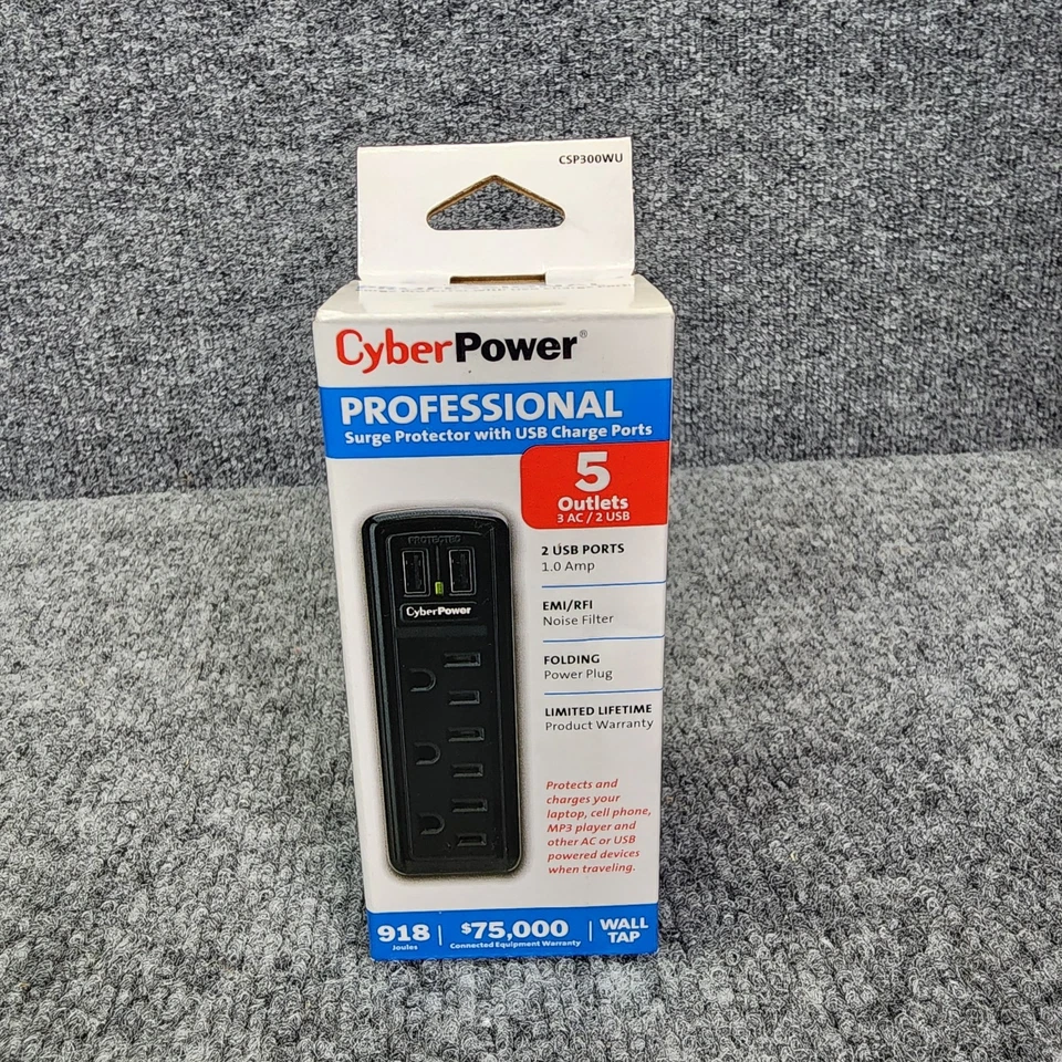 CSP300WU 3-Outlet Professional Surge Suppressor 2 USB Charging Ports - - Image 2 of 4