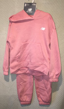 NWT GIRL'S SIZE SMALL 7/8 NEW BALANCE HAZY ROSE 3 PCS SET T, SWEATSHIRT, PANTS
