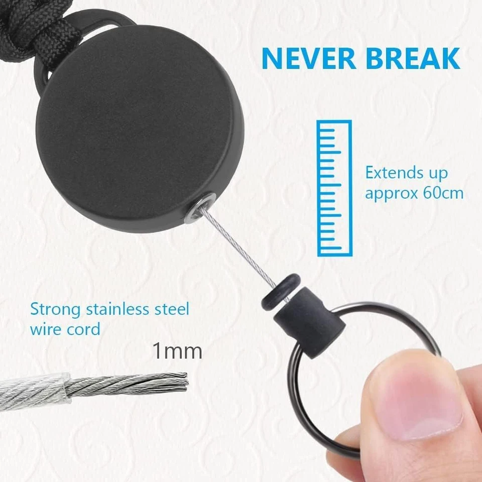 Paquete de 2 llaveros retráctiles, carrete porta insignia retráctil de alta resistencia, retráctil Foto 4 de 4