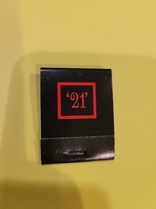 The “21” Club, New York City, Vintage Matchbook, Black  full Unstruck