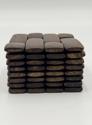 Wood Coaster Set Woven Wood Folding Beverage Drink Set of 8 Medium & Dark Brown
