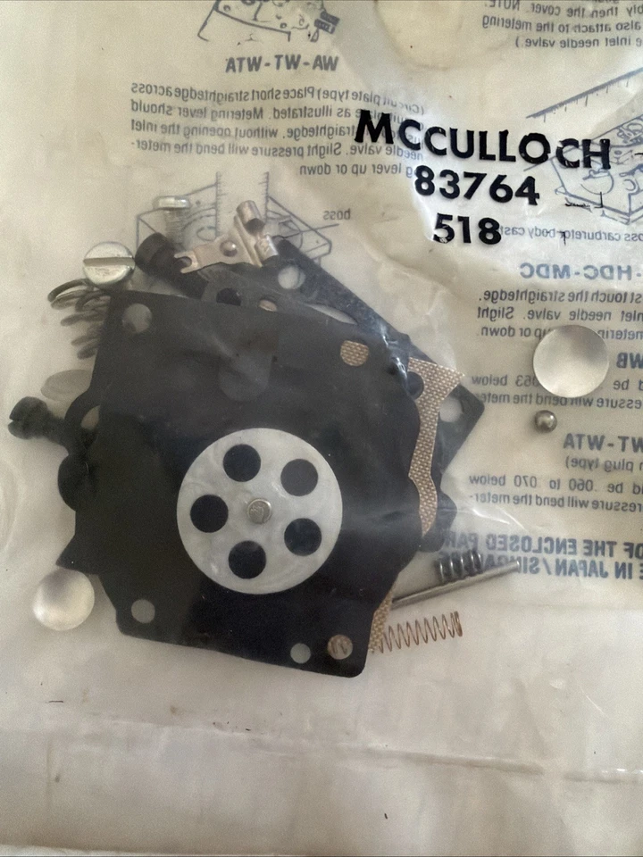 Kit de reparación de carburador McCulloch parte # 83764 nuevo de stock se adapta a carburadores Walbro Foto 3 de 3