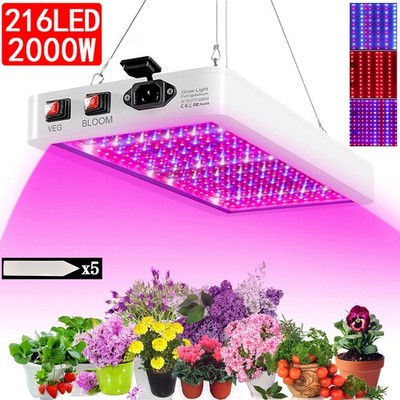 2000W LED Grow Light Hydroponic Full Spectrum Indoor Veg Flower Plants ...