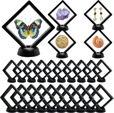 3D Floating Frame Display Cases, 20Pcs Transparent PE Film Jewelry Storage Box w