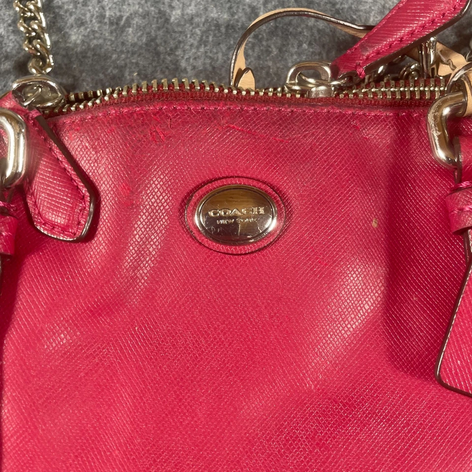 Cartera Coach Rosa Cúpula Cartera Metal Cadena Correa Bandolera Bolsillos Cuero Y2K Foto 4 de 4