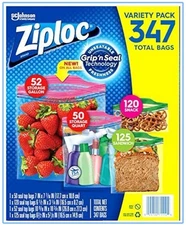 Ziplock Variety Pack - 52 Gallon, 50 Quart, 125 Sandwich Bags, 120 Snack Bags