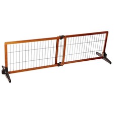 Carlson 70-Inch Wide Adjustable Freestanding Pet Gate, Premium Wood,Brown