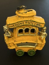 Cast Iron Toonerville Trolley Collectible Yellow 1923