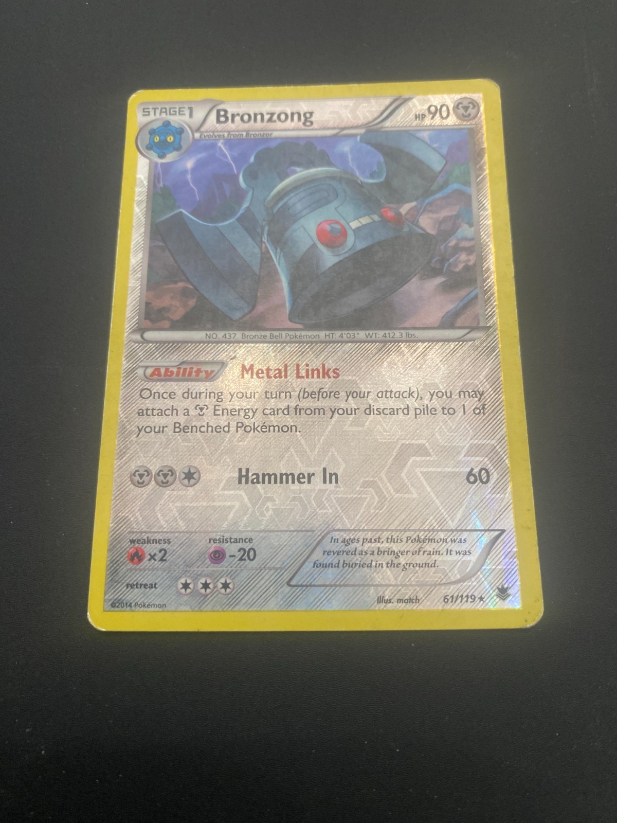 Pokemon Bronzong 61/119 Rare Reverse Holo Phantom Forces Moderate/Heavy Play