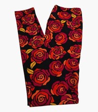 LuLaRoe Leggings OS One Size Floral BLACK Magenta Bold ROSE Beautiful SOFT Knit