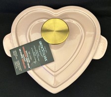 BNWT Smith & Clark Ironworks Enamel Pink Heart Shape Cast Iron 1 Qt Dutch Oven 