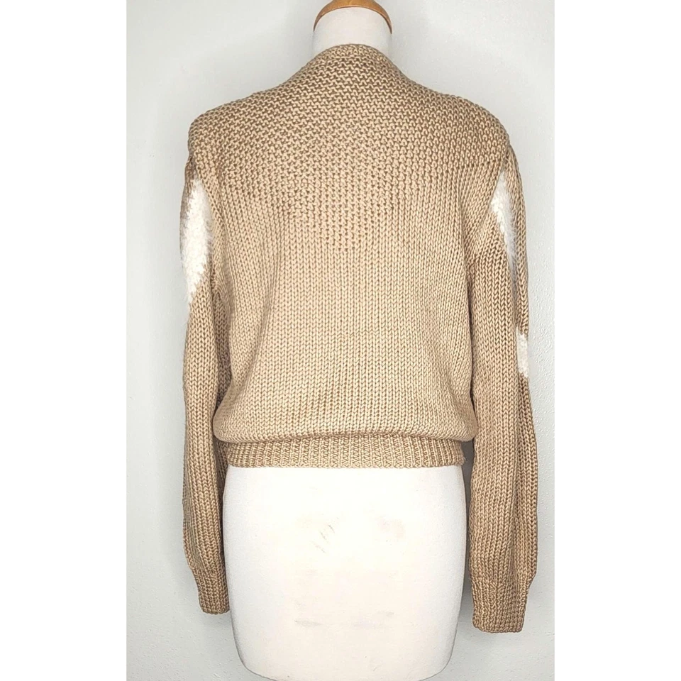 80 年代 Jean St. Gilles 安哥拉混纺毛衣舒适魅力 | 滑雪风格棕褐色和奶油色 — 第 4/4 张图片