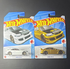 Hot Wheels Honda Civic Si White/Gold Lot of 2, HW J-Imports 1:64 (2000)