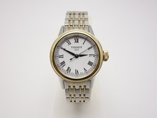 Tissot Carson QZ Ladies Watch 27mm SS Gold Plated White Dial Good Used