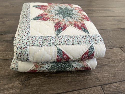 Michelles STAR Patchwork Quilt King USA 100 x 110 Floral Vintage Country Cabin - Picture 7 of 23