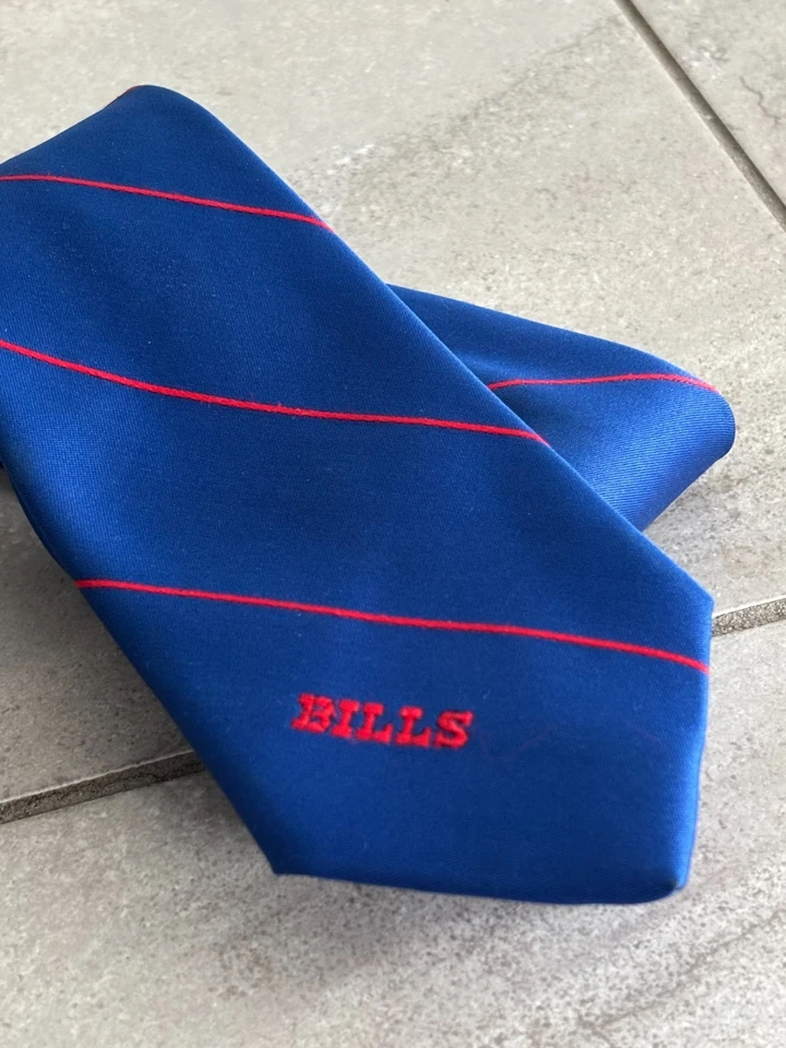 Corbata de cuello bordada vintage años 70 80 Birmania Bibas NFL fútbol Buffalo Bills para hombre Foto 2 de 4