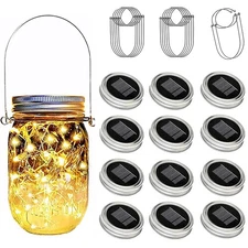 Best Solar Mason Jar Lights Lids 12 Pack 30 Led Fairy LightsJars Not Included