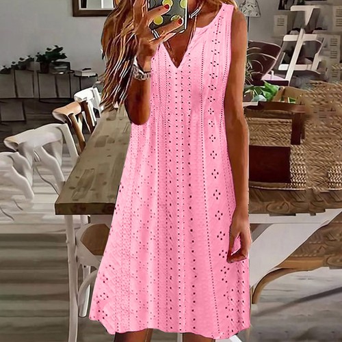 Womens Sleeveless Beach Holiday Dresses Ladies Summer Loose Vest Dress Plus Size - Picture 18 of 19