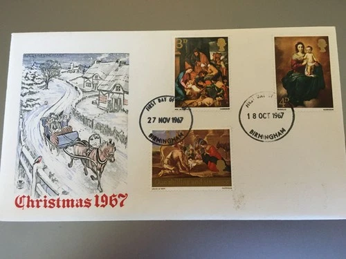 GB STAMPS RARE FIRST DAY COVER 1967 CHRISTMAS DOUBLE DATED