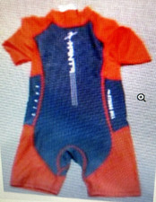 DIVE SAIL M2C X-Manta Boys Girls 7-8 Grey / Red short sleeve Swimsuit UPF 50