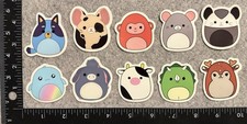 Lot of 10 Assorted Glow In The Dark Squishmallow Cute Animal Stickers
