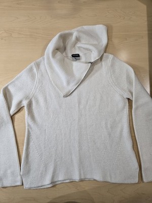 Gerry Weber Edition White Asymmetric Cowl Zip Neck Sweater Sz Small  Minimalist