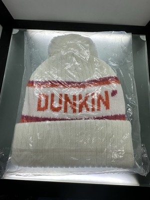 Dunkin  Donuts Winter hat/beanie With Pom - White - New In Bag