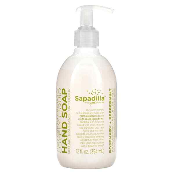 Sapadilla, Lovely Liquid, Hand Soap, Rosemary + Peppermint, 12 fl oz (354 ml)