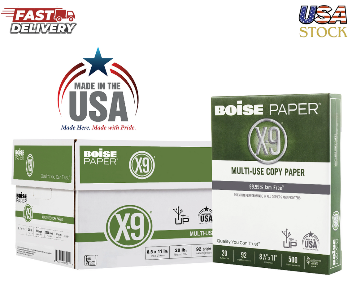 Boise X9 MultiUse Copy Paper, Letter, 20 Lb, Bright White, 500/Ream