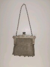 Vintage German Silver Mesh Clutch Purse Chain Mail Link Evening Bag Kiss Lock