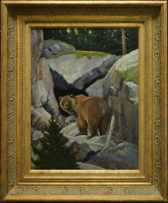 John Demott ''Before the Big Sleep''Original Oil on Canvas Hand Signed framed bear