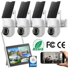4MP Wireless Home Security Camera System Solar Wifi IP Cameras 10'' Monitor NVR