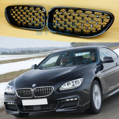 2012-2017 For BMW F06/F12/F13 Diamond Style Gloss Black Front Kidney Grille