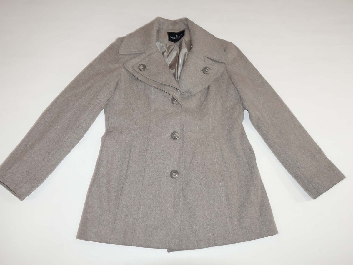 London Fog Women's Winter Coat Medium Wool Blend Button Front Lined M