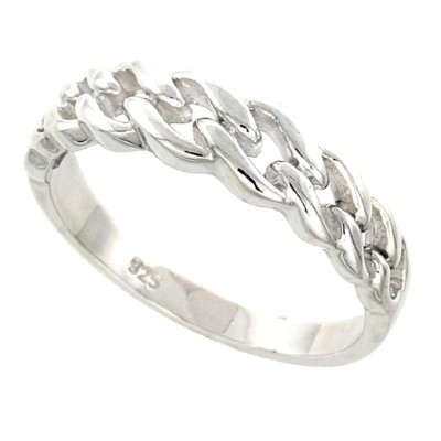 Sterlingsilber Link Kette Ring, Hochglanz Poliert Makellos Qualität
