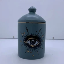 Forasetti Big Eyes Jar With Lids Ceramic Decorative Candle Holder Storage Box