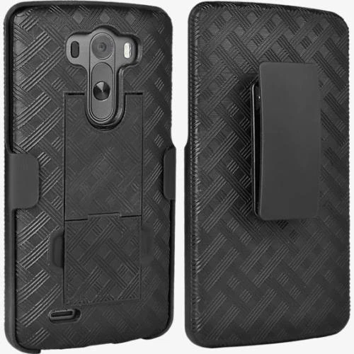 LG G3 Phone Shell/Holster Combo Case with Kickstand Black Verizon Brand - Image 4 of 4
