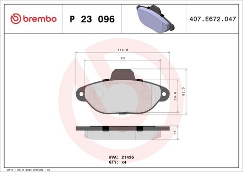 PASTIGLIE FRENO BREMBO PANDA (169) 2a SERIE / PUNTO (188) / PUNTO (176) P23096 - Imagen 5 de 10