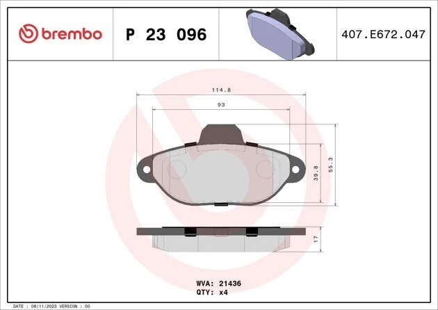 PASTIGLIE FRENO BREMBO PANDA (169) 2a / PUNTO (188) / PUNTO (176) P23096 P23160 - Imagen 4 de 4