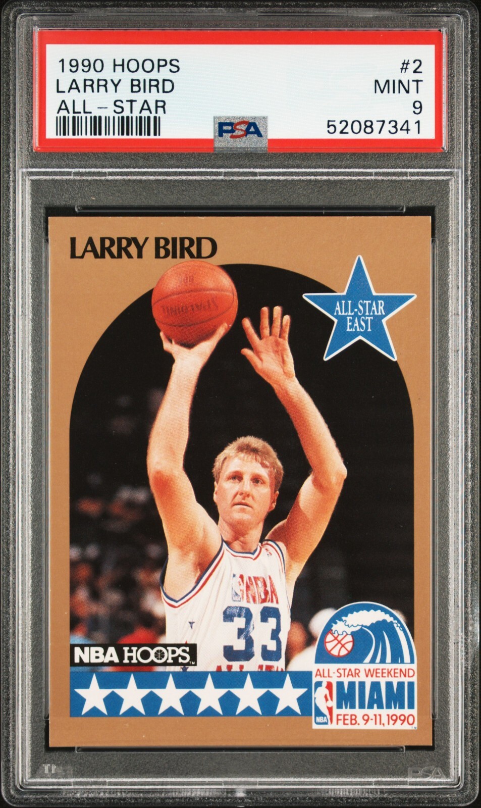Larry Bird 1990 Hoops All-Star #2 PSA 9 Mint Perfect Mint Slab
