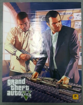 GRAND THEFT AUTO V FIVE 5 DOUBLE SIDED POSTER PROMOTIONAL ROCKSTAR