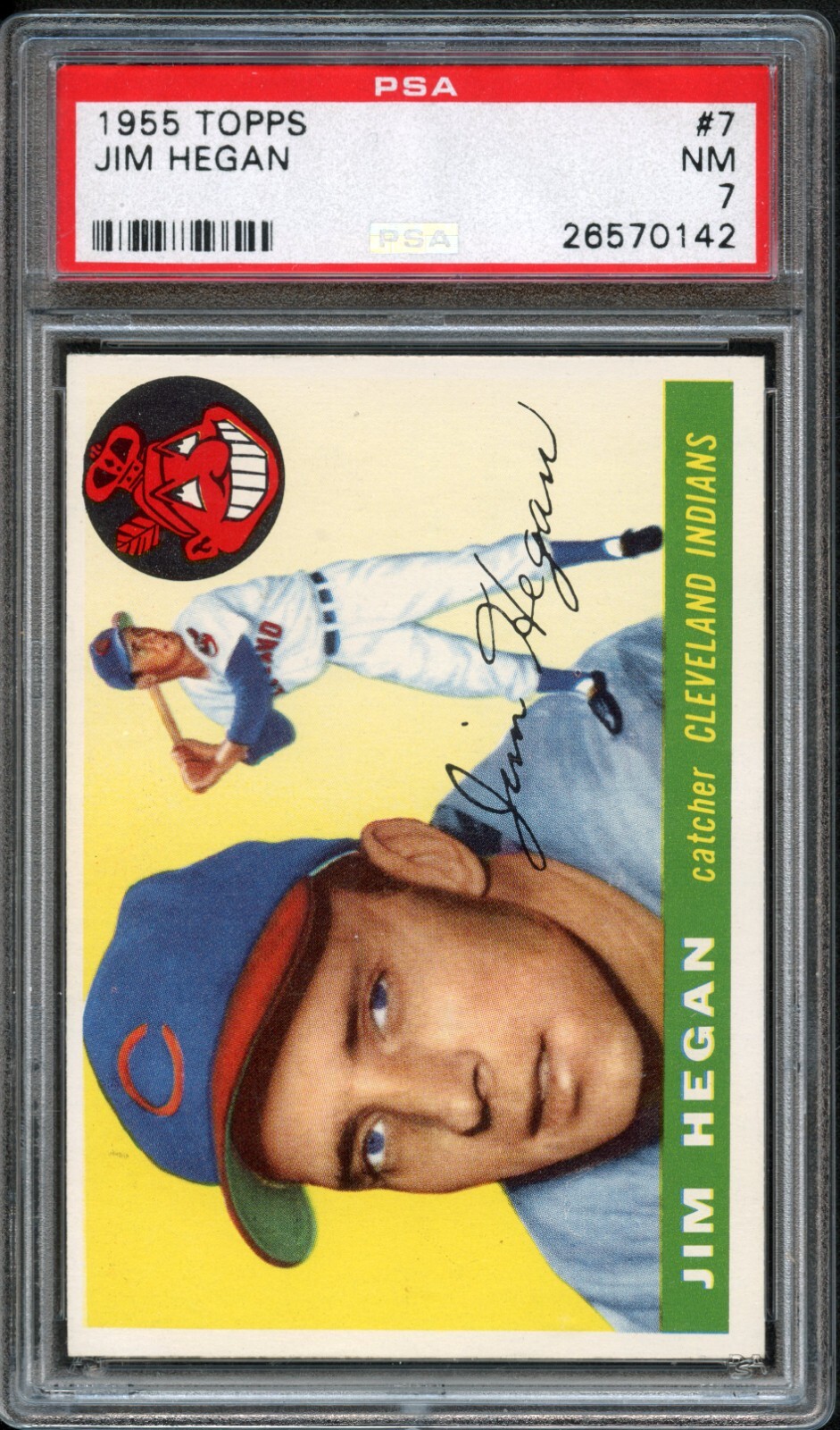 BB - 1955 - Topps - #7 - Jim Hegan - PSA 7 - NM