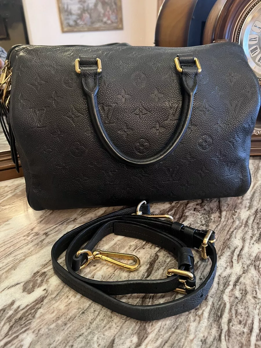 LOUIS VUITTON Speedy 30 Bandouliere Empreinte Leather Noir Handbag