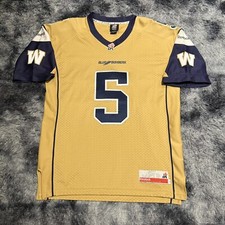 Winnipeg Blue Bombers #5 DREW WILLY Jersey Mens Size L Reebok Gold Stitched Flaw