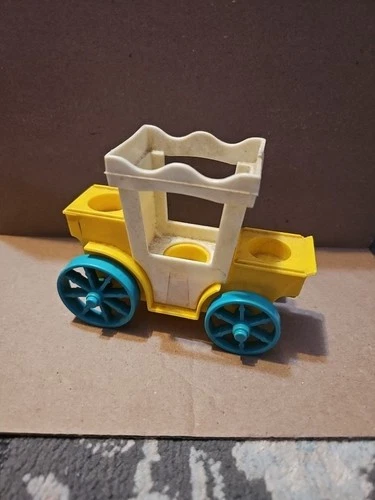 Vintage Fisher Price Little People Castle Carriage Blue Yellow White