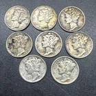 Lot Of 8 Mercury Dimes 1941-1945 Circulated Condition #51