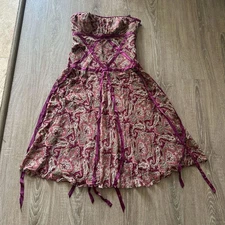 Nicole Miller Collection Silk Midi Strapless Dress Size 6