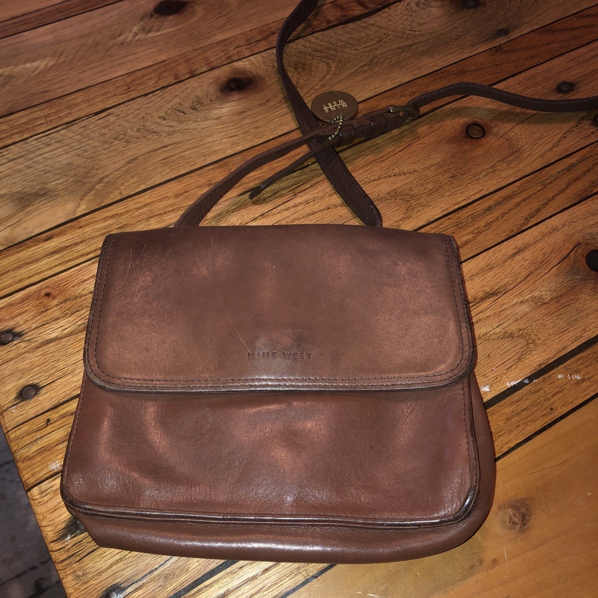 Nine West Leather Crossbody Bag in Brown With Credit Card And ID