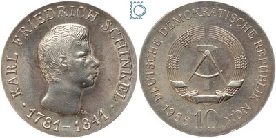 DDR 10 Mark 1966 - Karl Friedrich Schinkel - stempelglanz - J.1517 [MZ1223 - Bild 1 von 3